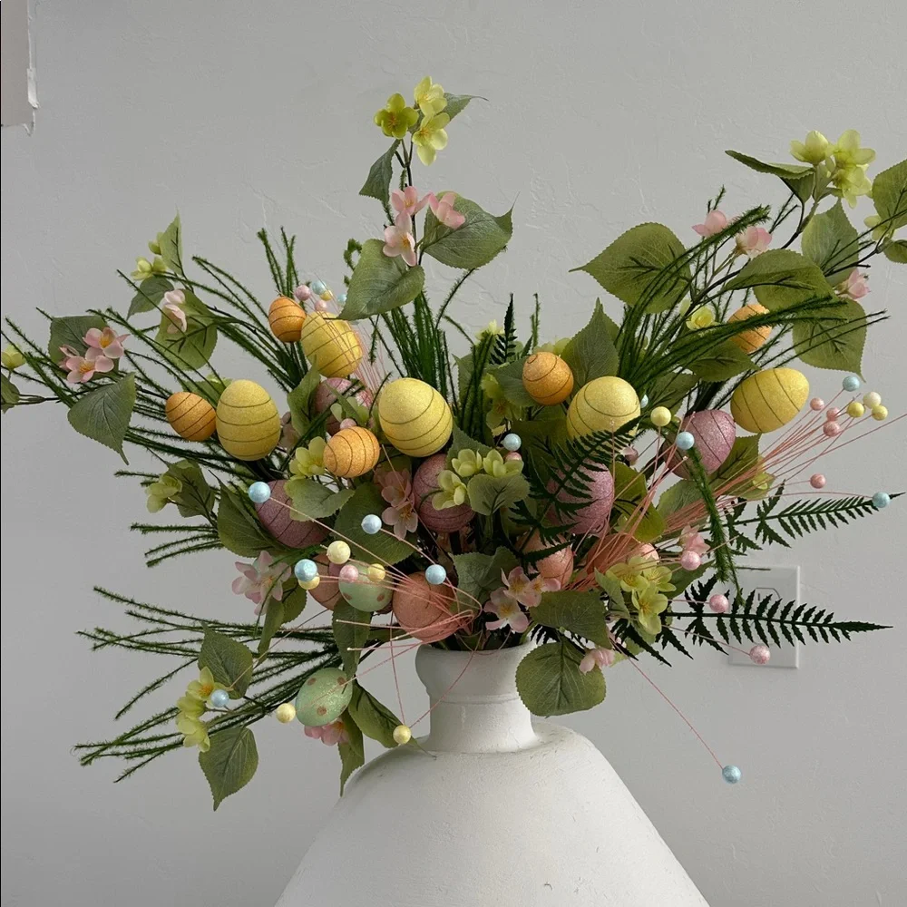 🌸NEW Easter Spring Pastel Floral Arrangement - Yellow & Pink Artificial Bouquet.